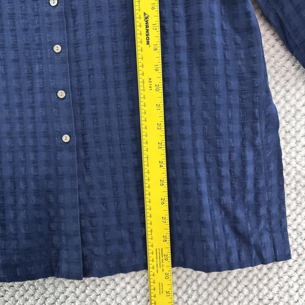 J Jill Tunic Everyday Blouse Womens S Blue Cotton Button Front Shirt Semi Sheer - Picture 9 of 13